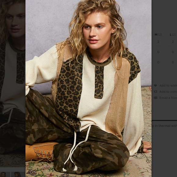 POL “ Brighton “ POL Top with Balloon Sleeves in Thermal 81 - Picture 2 of 6